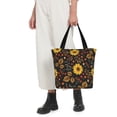 thumbnail image 5 of Kll Tote Bag For Women Sunflowers Leaves Print Shopping Grocery Reusable Bags For Office School Shopping Travel, 5 of 7