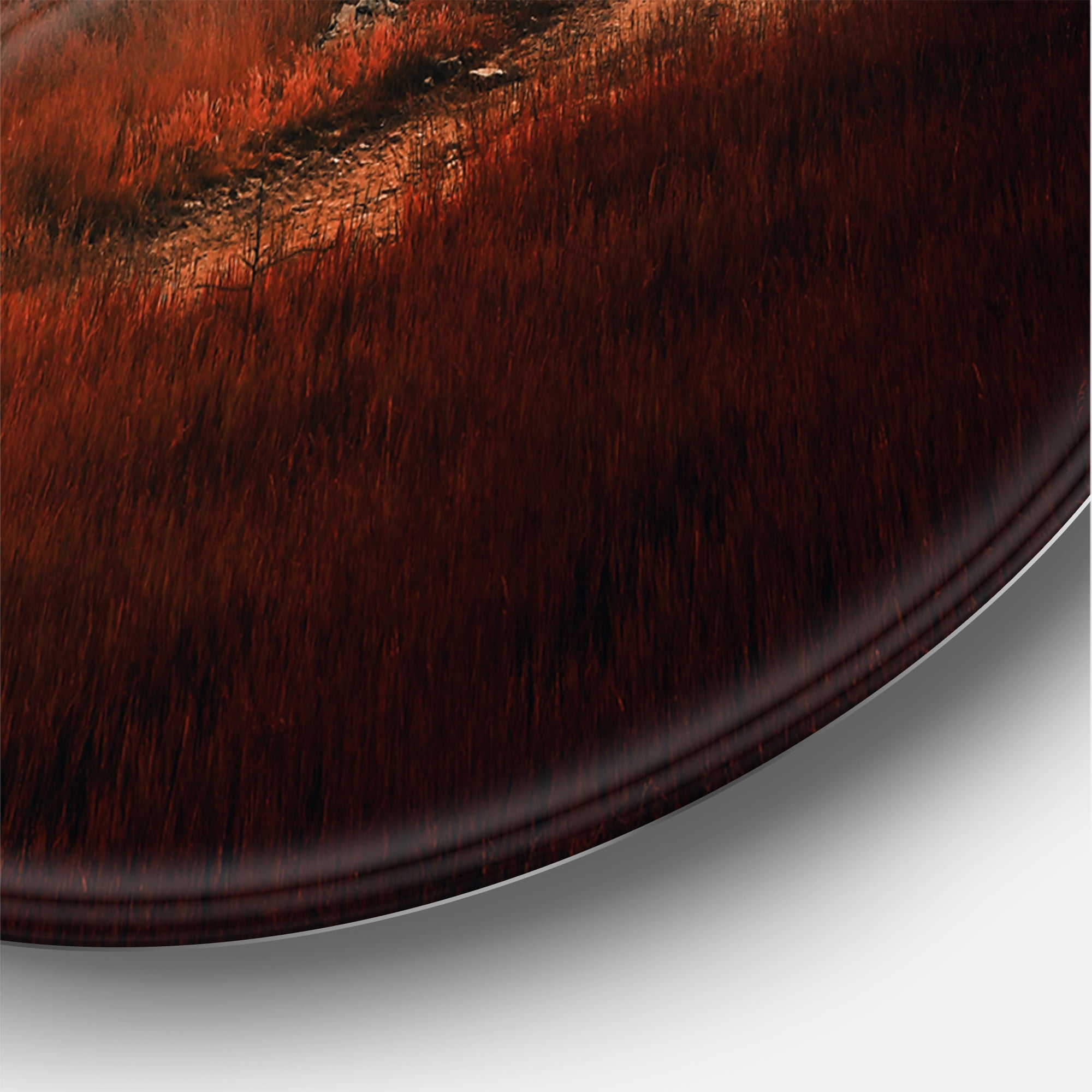 Designart 'The Road By The Farm In Dark Pink Sunset' Farmhouse Circle Metal Wall Art 11x11 - Disc of 11
