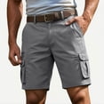 thumbnail image 5 of XFeng Men Black Cargo Shorts Zipper Button Pockets Loose Knee‑Length Casual Outdoor Shorts, 5 of 6