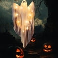 thumbnail image 6 of 47" Halloween Light up Hanging Ghost Decoration Outdoor with Spooky Warm White LED Light, Halloween Flying Hanging Ghosts for Prop, Front Yard Patio Lawn Garden Party Decor Indoor Outdoor, A, 6 of 7
