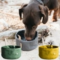 thumbnail image 3 of Fusipu Canvas Feeding Bowl Large Capacity Waterproof Wear Resistant Reusable Easy to Carry Feeding Pet 3 Colors Pet Dog Collapsible Water Food Canvas Bowl Pet Supplies, 3 of 8