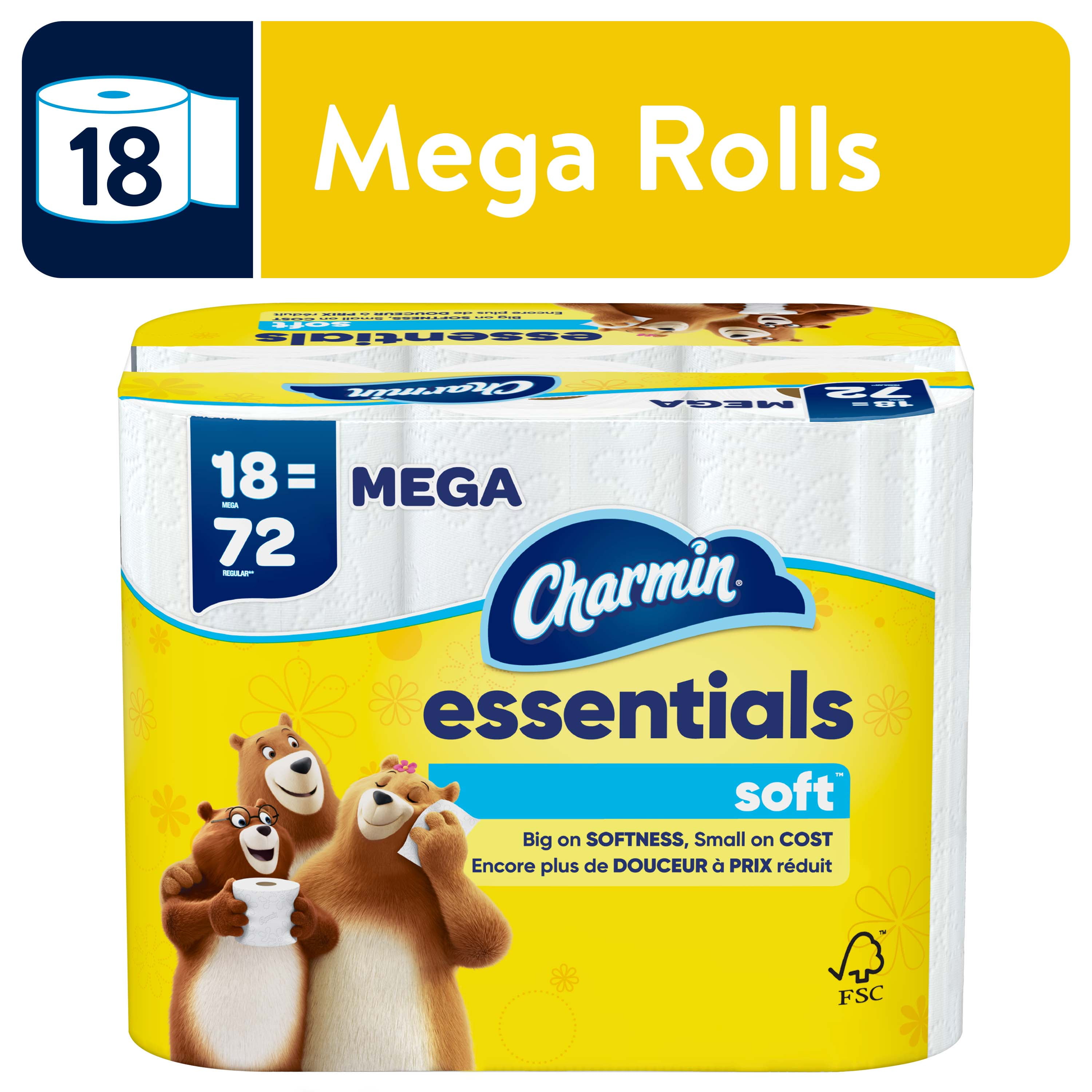 Charmin Essentials Soft Toilet Paper, 18 Mega Roll