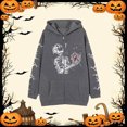 thumbnail image 2 of RMGVDSD Mens Zip Up Hooded Sweatshirt Men's Hoodies Halloween Skeleton Print Loose Casual Style Long Sleeve Hooded Sweatshirt Jacket Autumn Winter Tops Vintage Sweatshirt M, 2 of 3