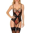 thumbnail image 1 of iCollection Lingerie Zarina Rose Garter Teddy - 8563, 1 of 1
