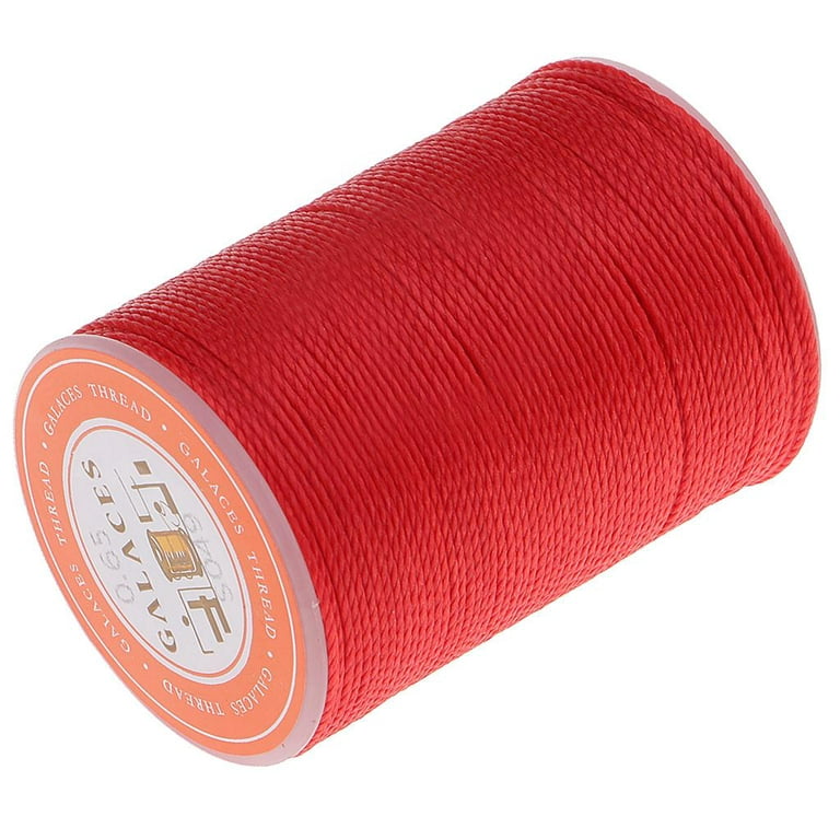 S SERENABLE Flat Waxed Thread for Leather Sewing, 93 Yards 0.65mm Leather  Thread Waxed String Polyester Cord for DIY Hand Leather Craft Stitching  Bookbinding ,Red 