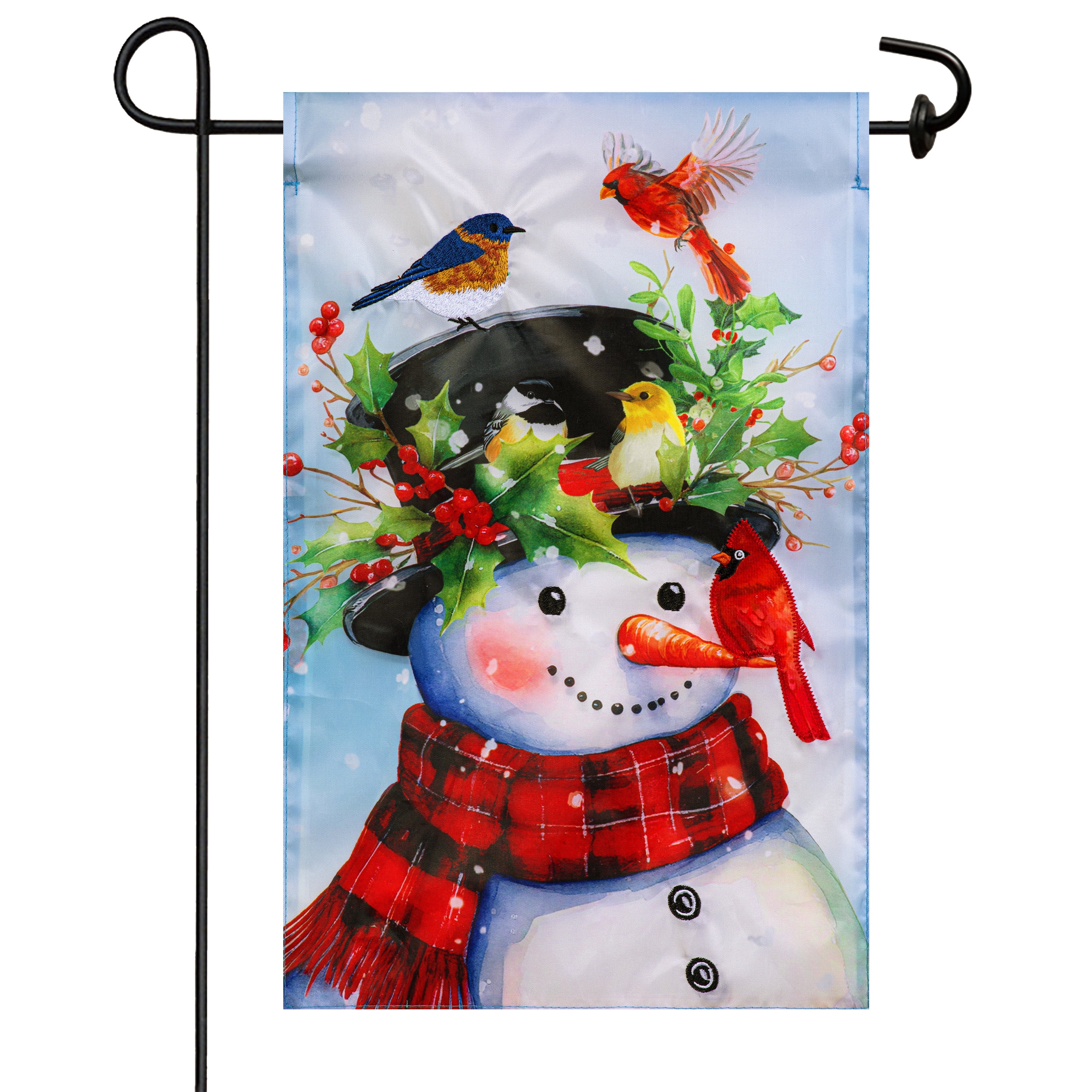 Meadow Creek Holiday Outdoor Yard Flag Snowman, Assembled 18 in. H x 14.5 in. W