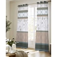 thumbnail image 5 of Brown Geometric Sheer Curtains 84 Inch Length 2 Panels Set for Living Room/Bedroom, Stripes Boho Spring Flowers Pastoral Country Kitchen Curtains Grommet Curtains Window Treatments 52"x84"x2, 5 of 7