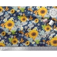 thumbnail image 2 of Soimoi Cotton Duck Fabric Leaves & Sunflower Floral Printed Fabric 1 Yard 42 Inch Wide, 2 of 3