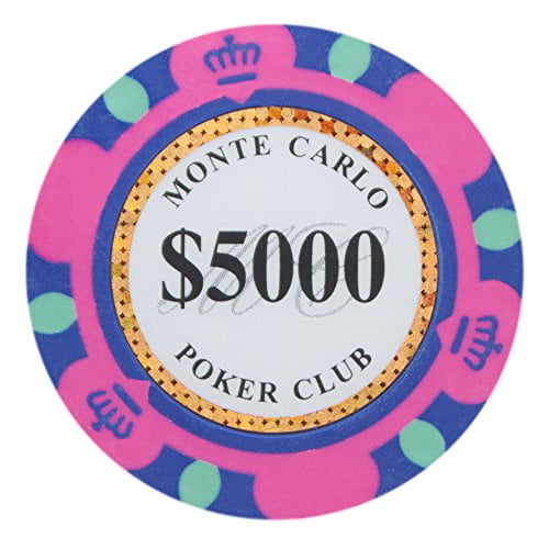Monte Carlo Premium 14g Poker Chips, 5,000 Clay Composite, 50pack