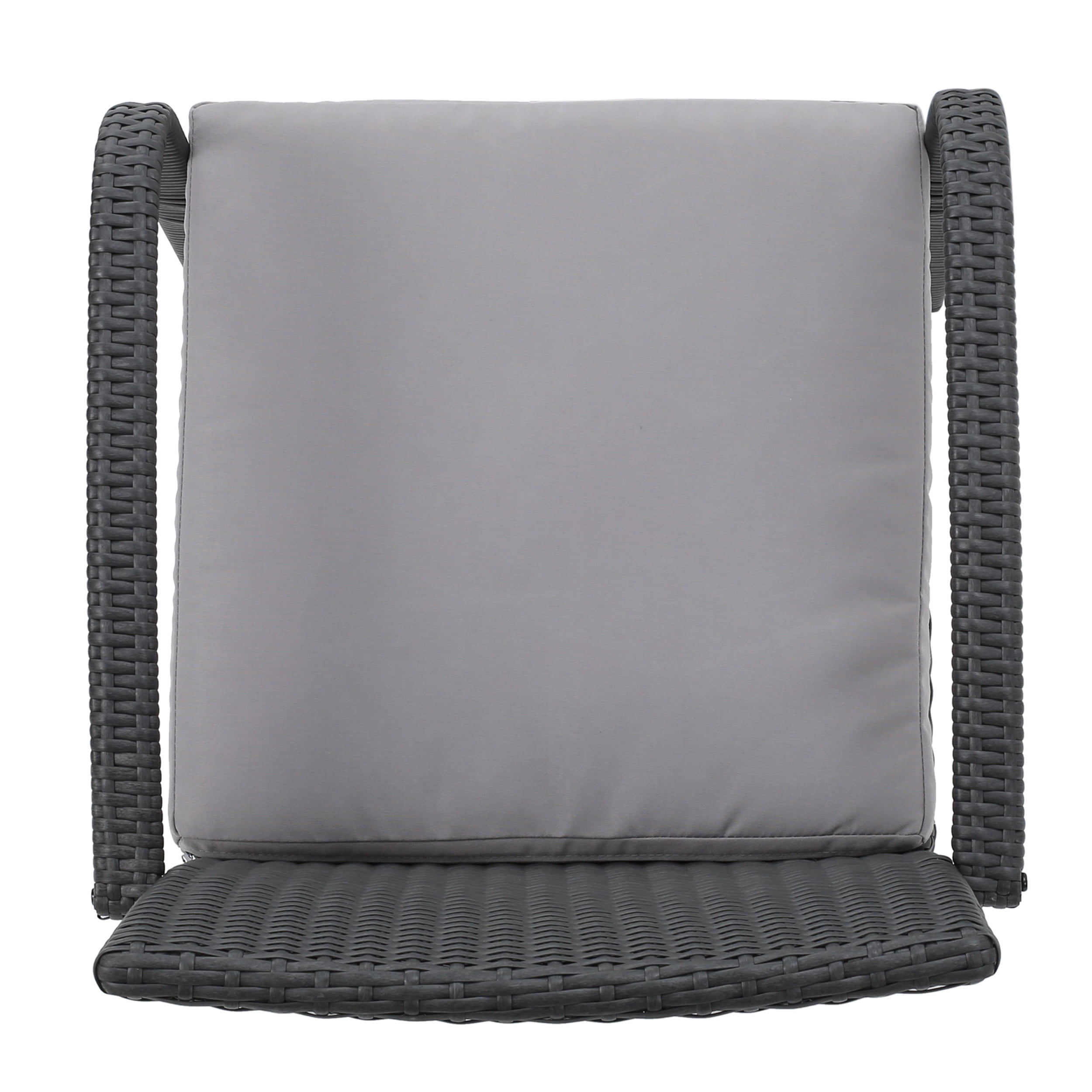 Set of 2 PE Wicker Outdoor Dining Chairs with Water-Resistant Cushions, Resin Wicker Patio Chairs for Garden, Grey