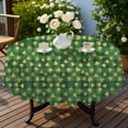 thumbnail image 4 of St. Patrick's Day and Clovers Green Plaid Pattern Round Tablecloth 60", Wrinkle-Resistant Wipeable Cover for Kitchen, Dining, Picnic & Patio, 4 of 6