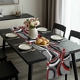 thumbnail image 2 of Grey Geometric Table Runner 36 Inches Long, Modern Abstract Black White Red Striped Kitchen Coffee Dining Table Decoration for Home Party Birthday Wedding Home Decor 13x36 Inches, 2 of 8