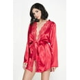 thumbnail image 4 of Long sleeve satin robe with lace scalloped trim and satin belt 60078-RED, 4 of 4