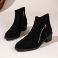 thumbnail image 5 of POROPL Ankle Boots for Women Winter Low Heel Chunky Suede Leather Shoes,Boots for Saving Size 4.5, 5 of 9