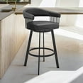 thumbnail image 2 of Armen Living Indoor Bronson 29" Bar Height Swivel Bar Stool in Black Finish and Black Faux Leather, 2 of 9