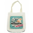thumbnail image 1 of Retro Tote Bag, Retro Car Wash Auto Service Repair Poster Style Art in Vintage Color Classic Design, Cloth Linen Reusable Bag for Shopping Books Beach and More, 16.5" X 14", Cream, by Ambesonne, 1 of 2