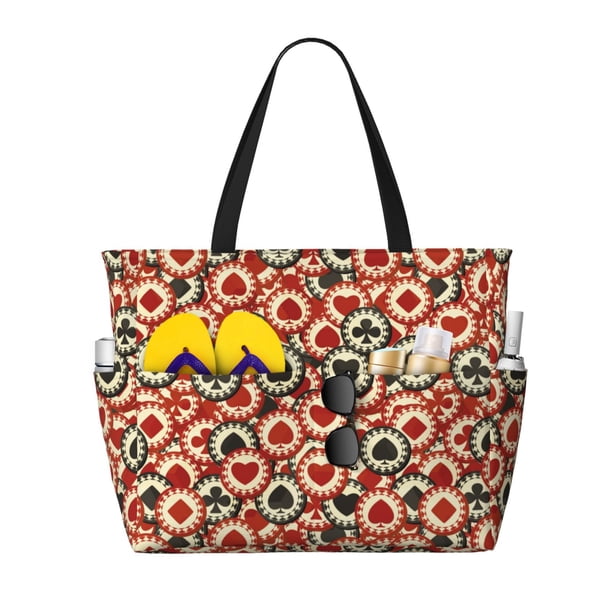 Easygdp Poker Chips Bolsa de Viaje de Playa de Gran Capacidad, Bolsa Tote Perfecta para la Playa, Escapadas de Fin de Semana y Viajes