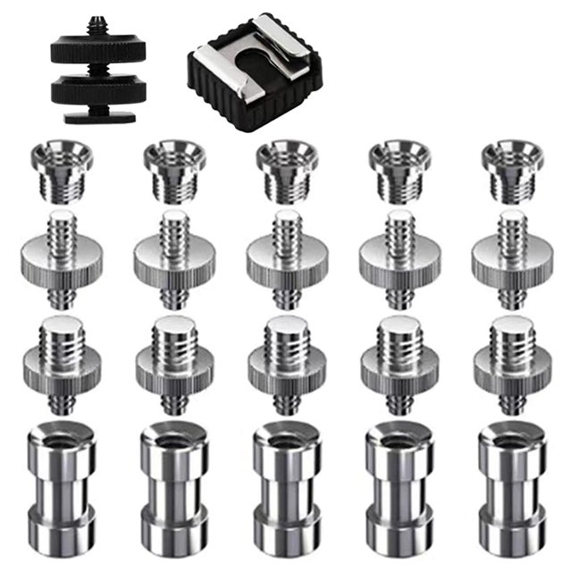 Juego de montaje de tornillo de cámara de 22 piezas, adaptador de tornillo de trípode de cámara de 1/4 a 3/8, tornillo de 1/4 a 1/4, cámara Hot Sh