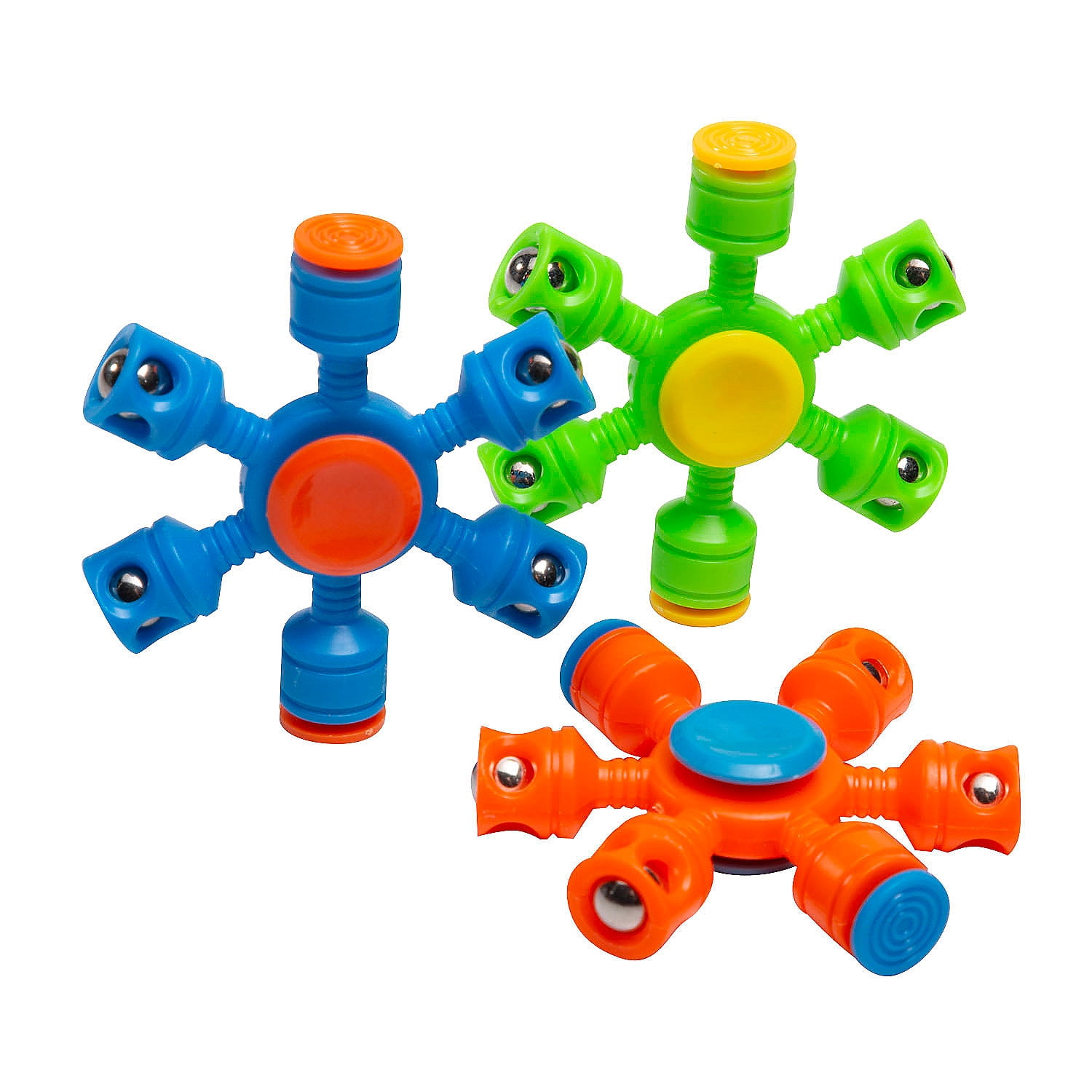 Fun Express 2 3/4" Brightly Colored Two Direction Weighted Plastic Fidget Spinners - 12 Pieces