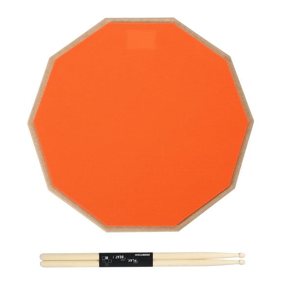 Uxcell Practice Drum Pad Set, 12 Inch Double Sided Silent Snare Drum Pad with 5A Drumsticks for Drummers, Beginners, Quiet Training (Orange)