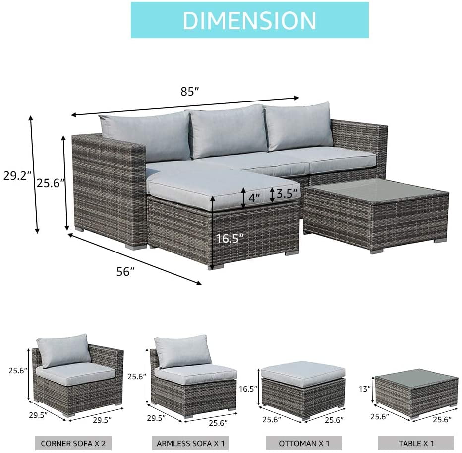 Patiorama Outdoor Patio Furniture All Weather PE Wicker Side Storage Table,Additional Storage for Sectional Set 