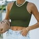 thumbnail image 2 of Gibobby Mujeres Sexy sin mangas de cuello Racerback recortadas Tank Tops Trendy Cute Teen Girls Halter Neck Crop Tops Chaleco(Verde,M), 2 of 5