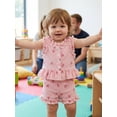 thumbnail image 5 of AceBaby Toddler Baby Girl Summer Outfits Sleeveless Bow Stripes Print Ruffle Tops and Shorts Set,Size 6M-4T, 5 of 9