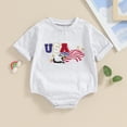 thumbnail image 2 of Bagilaanoe 4th of July Newborn Baby Boy Girl Rompers Star Embroidery Short Sleeve Bodysuit 3M 6M 12M 18M Infant One Piece Short Jumpsuit for Independence Day, 2 of 7