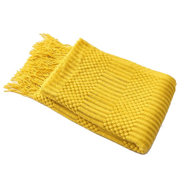 Manta para sofá con textura de otoño, manta de punto con borlas, acogedora manta tejida estilo bohemio para sofá cama, silla, patrón de ondas de acrílico, 50 x 60 pulgadas
