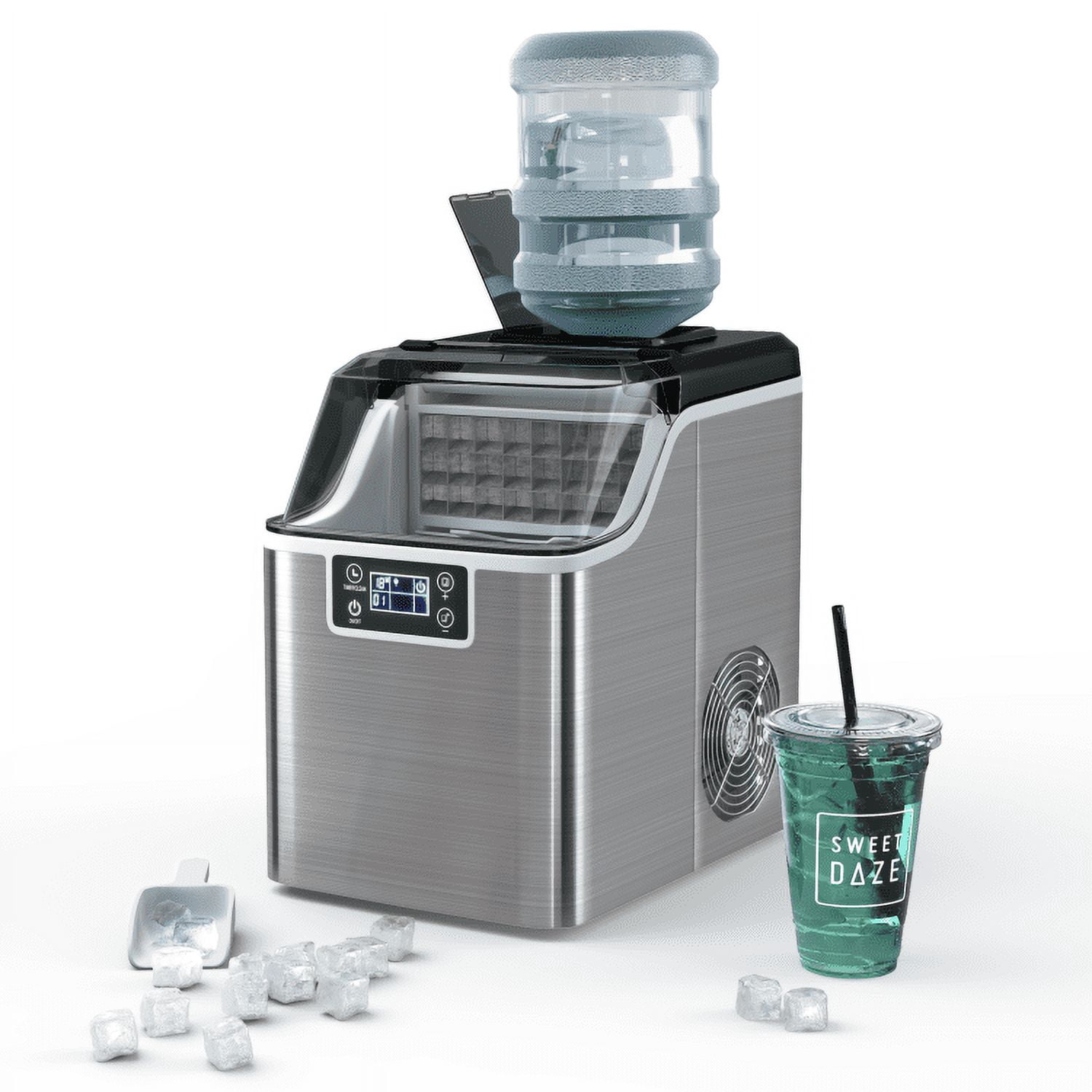 Spaco Electric Countertop Ice Maker with Ice Scoop and Basket-Sliver, Ice Maker Countertop Machine, Electric Ice Maker and Compact Portable Ice Maker, Perfect for Home/Kitchen/Office