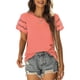 thumbnail image 1 of Camiseta de manga corta con encaje, camiseta de verano de manga corta con encaje para mujer, cuello redondo, ingeniería de precisión, 1 of 6