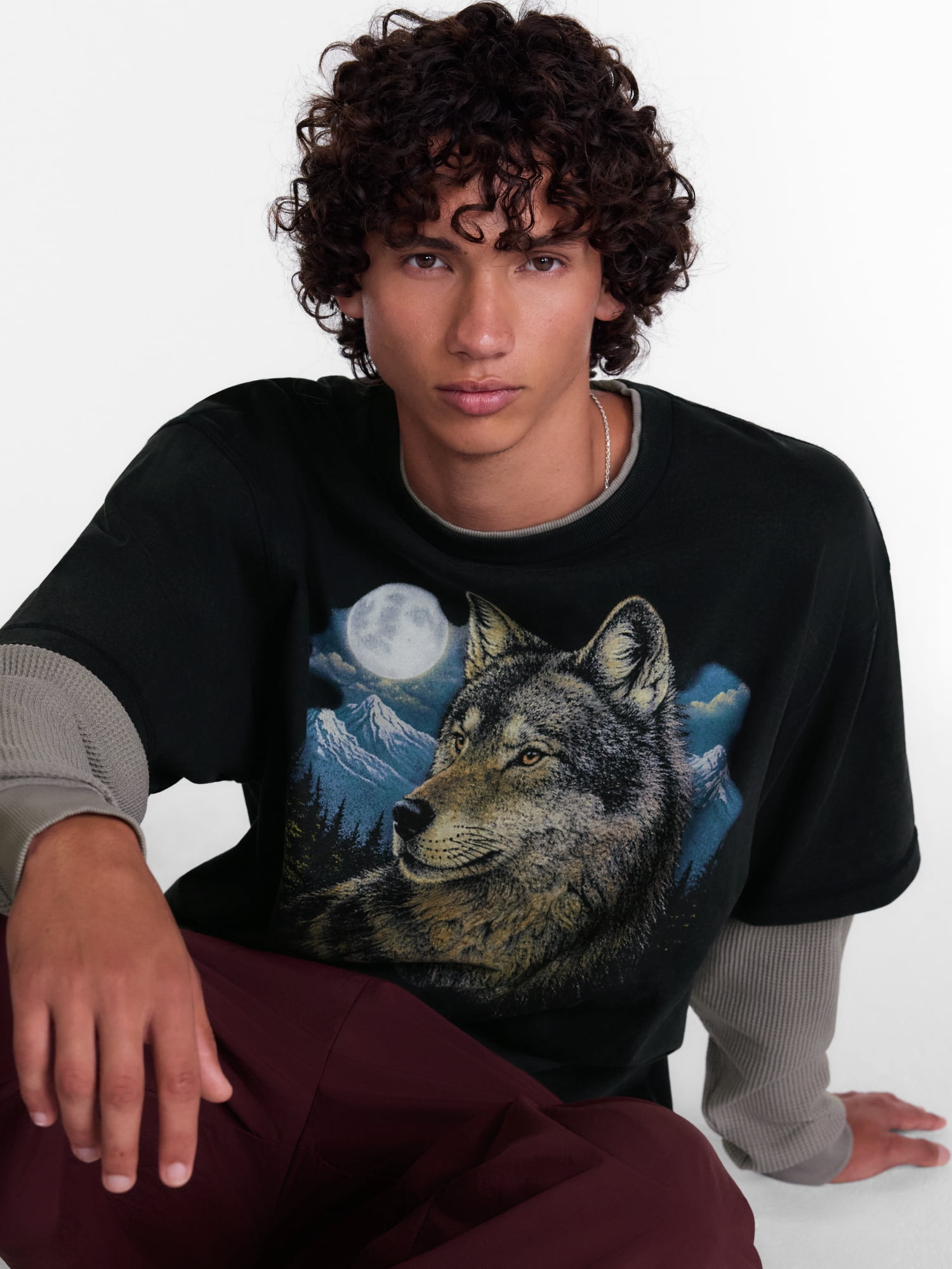 No Boundaries Layered Look Graphic Tee with Long Sleeves, Men’s & Big Men’s XS-4XLT
