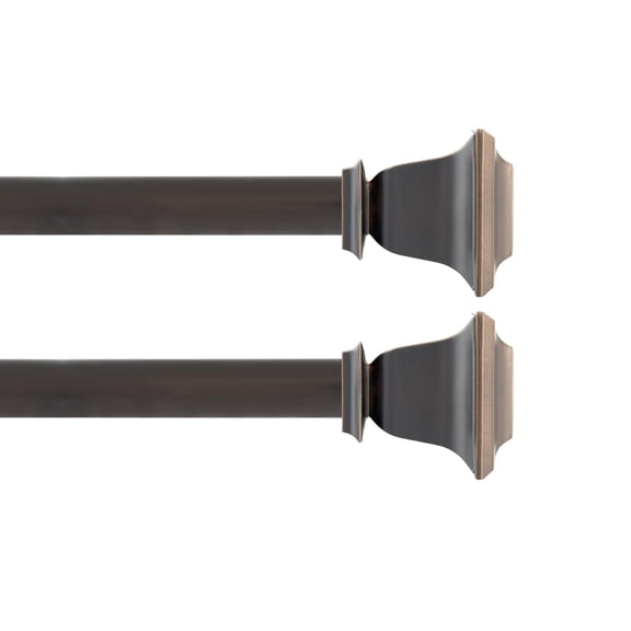Deco Window Contemporary 1 Inch Bronze Quattro Adjustable Single Curtain Rods, 44 - 120 (Pack of 2)