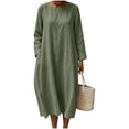 thumbnail image 2 of HAPIMO Women Maxi Dress With Round Neck Loose For Loungewear And Travel Army Green L, 2 of 8