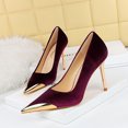 thumbnail image 4 of Zapatos de tacón alto finos de lujo ligeros de moda para banquetes para mujer, zapatos de gamuza con punta de metal, zapatos de mujer, zapato individual, zapatos de mujer, 4 of 5