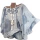 thumbnail image 1 of Qarigey Camiseta de mujer con estampado digital, top suelto, blusa con volantes bohemios Prendas para la parte del cuerpo Gris SG Qarigey AP002167-04, 1 of 3