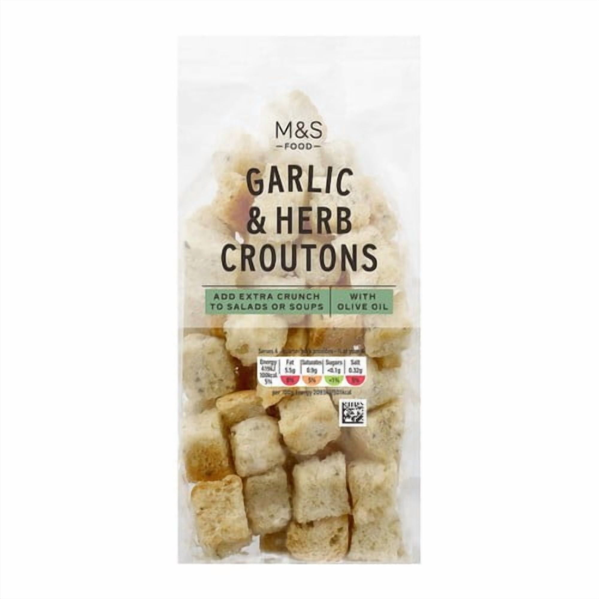 M&S Garlic & Herb Focaccia Croutons 80g, British Import (Pack of 6)