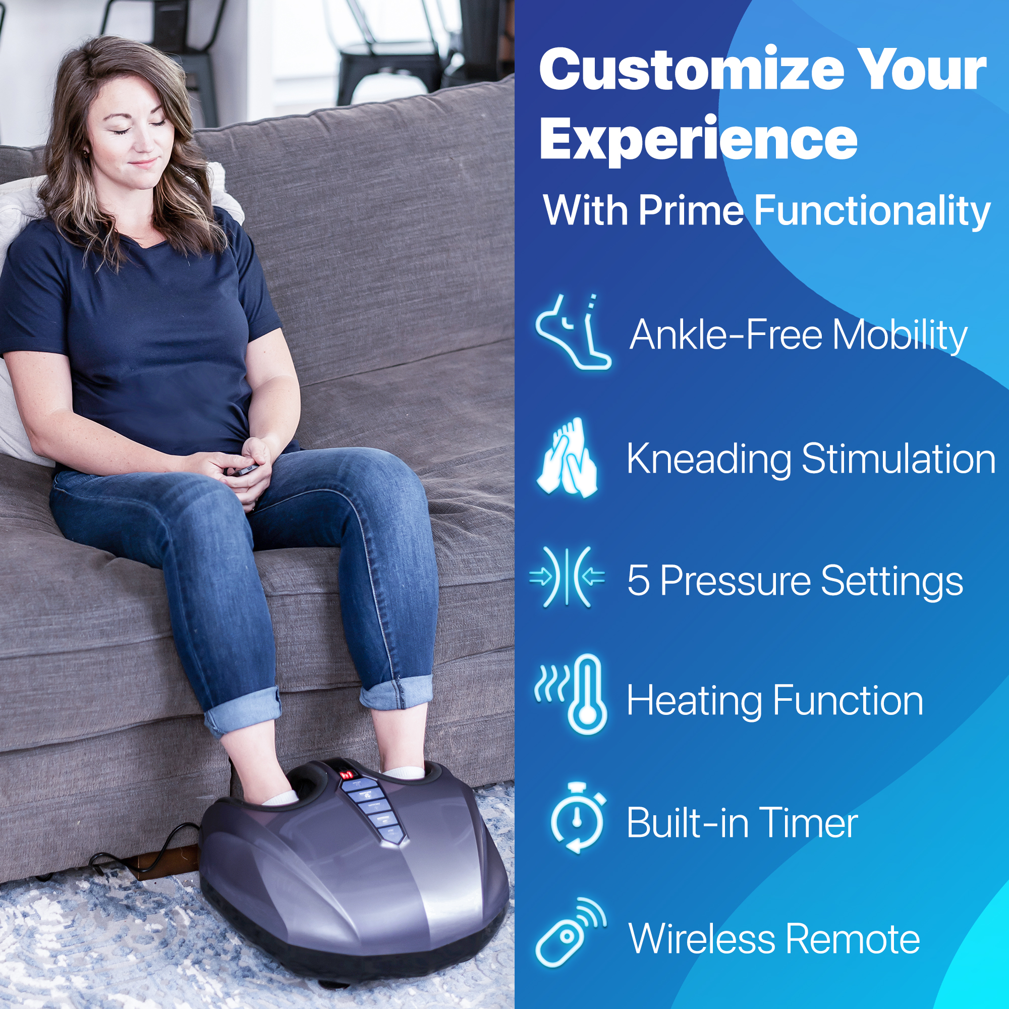 Miko Shiatsu Foot Massager with Heat Kneading and Rolling and Pressure Settings - 2 Wireless Remotes - image 2 of 10