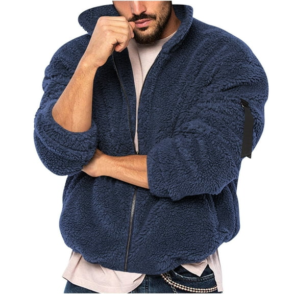 ameIAEA Fuzzy Fleece Jackets for Men Full Zip Up Hooded Coats Fall Winter Outerwear with Pockets