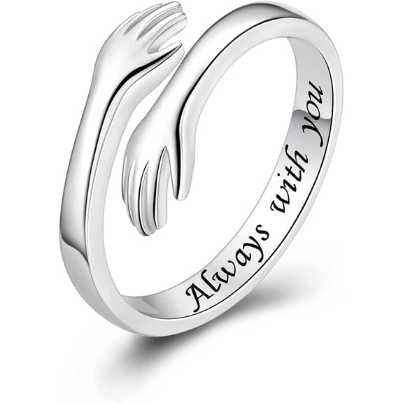 Sterling Silver Plated Rings for Women , Adjustable Hug Ring Jewelry Gift for Women