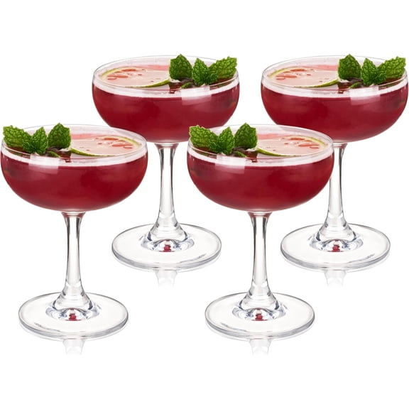 Coupe Glass, Martini Glasses for Cocktail Party, Perfect for Espresso Martini, Manhattan, Champagne, Elegant 7 oz Glassware for Home Bars, Wedding Gifts, Margarita Glasses Set of 4
