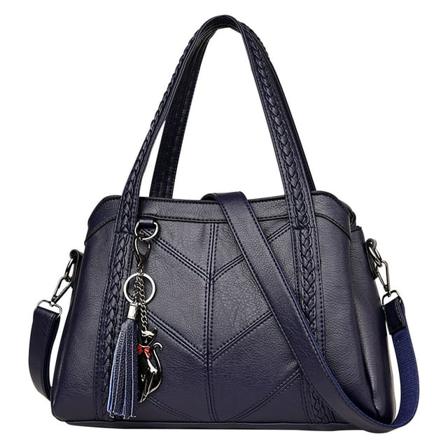 Tote Bag For Women, Large Capacity Leather Handbag, Soft Premium Messenger Purse with Adjustable Strap Multiple Pockets, Blue