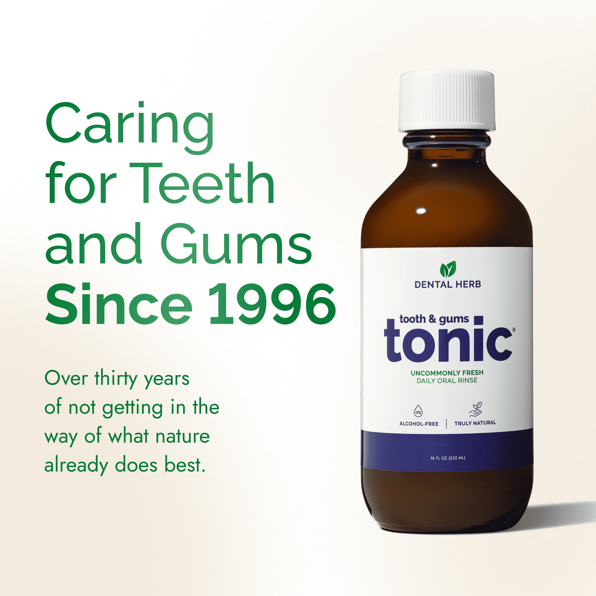 Tooth & Gums Tonic – Truly Natural Oral Rinse, Plant-Based, Alcohol-Free, Fluoride-Free, Herbal Extracts & Essential Oils, Fresh Breath & Daily Gum Care, 18 fl oz – Dental Herb Company