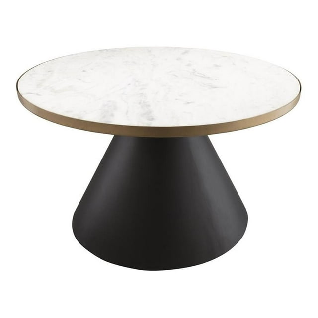 TOV Furniture Richard 16.5"H Transitional Marble Coffee Table in White
