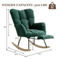 thumbnail image 3 of Ouyessir Rocking Chair with Foot Rest,Teddy Upholstered Glider Chair with High Back Side Pocket Accent Rocker Arm Chair for Living Room Bedroom Office,Green, 3 of 9