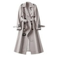 thumbnail image 2 of Women's Plus Size Classic Trench Coat, Mid-Length Over Knee Windbreaker, British Style Drawstring Waist Jacket, Slim Fit Overcoat, Casual Outerwear Beige L, 2 of 4