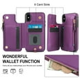 thumbnail image 5 of Wallet Case for Apple iPhone XS/ iPhone X, with Crossbody Shoulder Strap & Hand Wrist Cards Holder Zipper Pocket Stand Feature Full Protective Shockpoof Phone Case for iPhone XS/X, Darkpurple, 5 of 7
