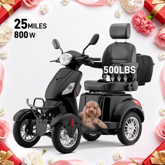 QEASET Heavy Duty 4-Wheel Mobility Scooters,800W All Terrain Electric Recreational Scooter,31 Miles Long Travel Range, Mother's Day Gift