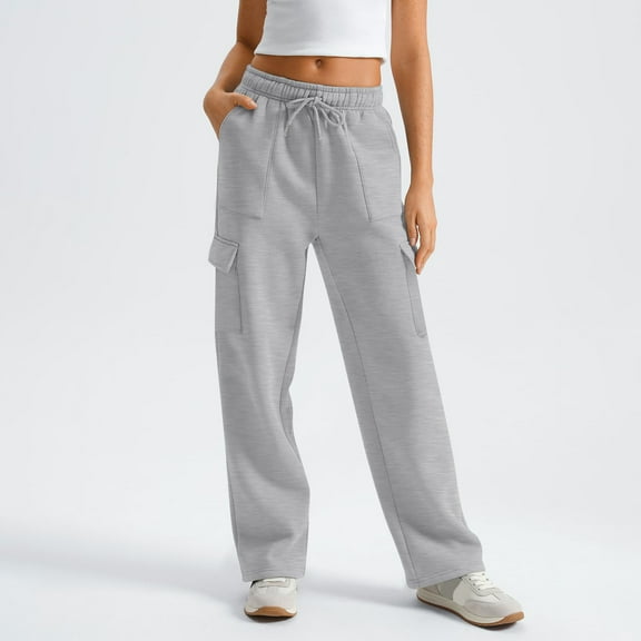 kaltagled Sweatpants Women Wide Leg Cargo Joggers High Waisted Drawstring with Pockets Outdoor Athletic Casual Pants​​ Soft Comfy Hiking Workout Jogger Lounge Loose Sweat Pants