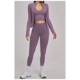 thumbnail image 4 of PISONIC Workout Sets for Women 3 Piece Long Sleeve Zip Up Jacket, V-neck Cami Tank Top, High Waisted Leggings Gym Athletic Sets, 4 of 7